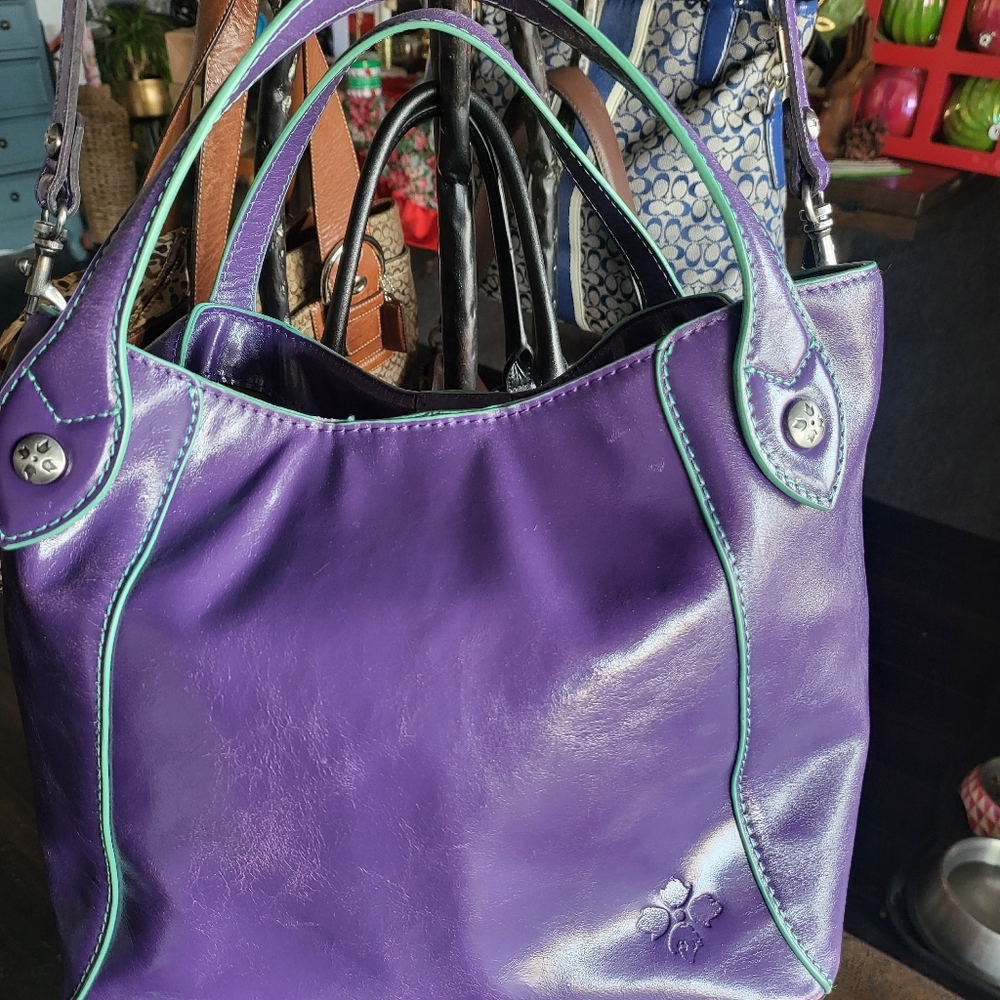 Patricha Nash Rare Purple Leather Crossbody/Tote Bag